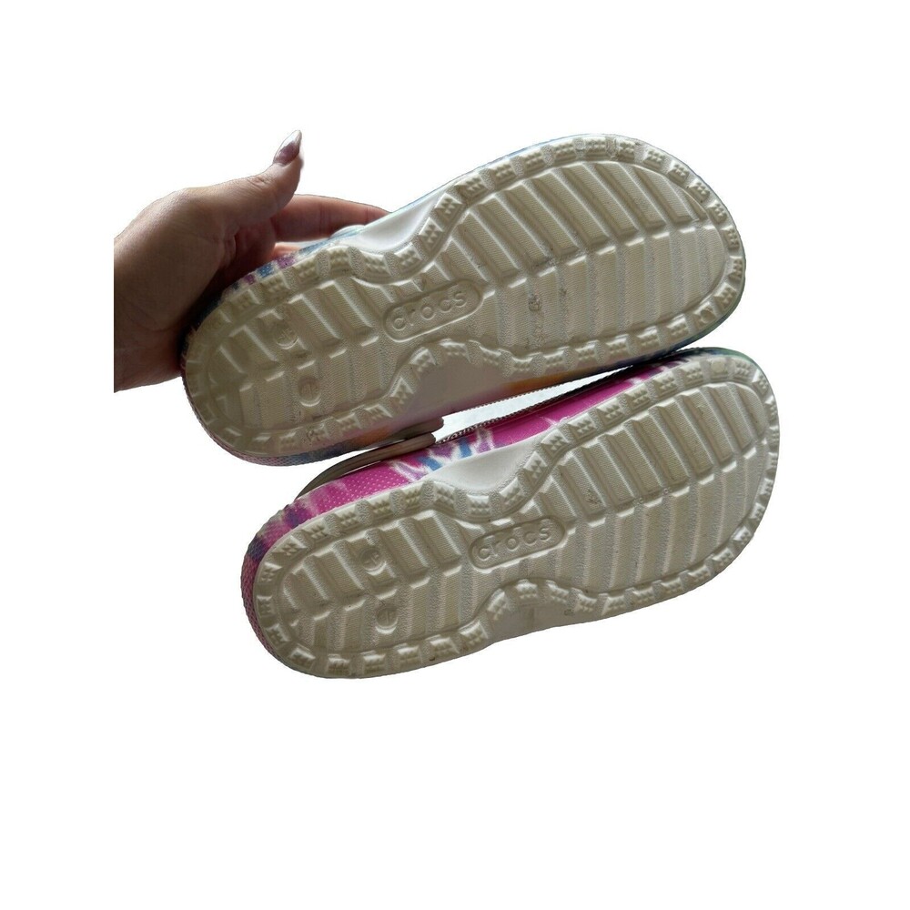 Crocs Classic Lined Tie Dye Powder Blue/Multi Roomy Fit Unisex Size W9 M7 - Picture 3 of 6